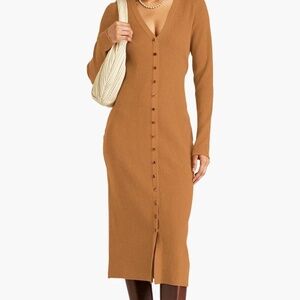 Veronica Beard Arika Ribbed-Knit Midi Dress Medium
